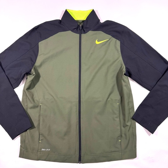 Nike Woven Mens Training Jacket Black Olive Green - Picture 1 of 8